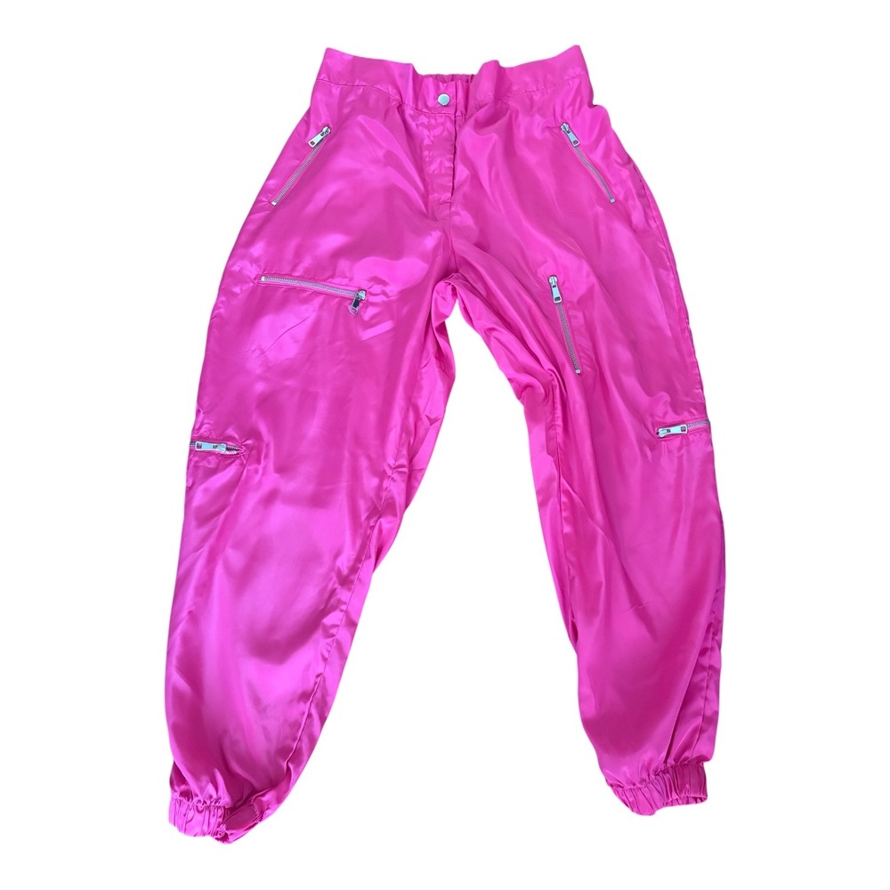 Unbranded Hot Pink Cargo Jogger Pants Multi-Zip Utility Streetwear Pink XL - Picture 2 of 6